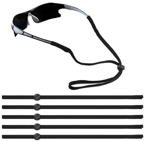 DAJING 5 pieces/5 colors adjustable eyeglass straps, universal eyeglass strap with silicone sunglasses chain, colored elastic eyeglass anti slip (5, black)