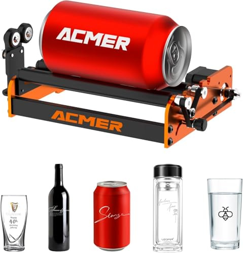 ACMER Rouleau rotatif M2 - Axe Y - Gravure 360° Précise | Diamètre 4-138 mm | Plug & Play | Pour Tasses Bouteilles Stylos | Compatible ACMER S2 P1 et Gravures Laser