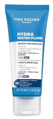 Yves Rocher Hydra Water Plump Mascarilla Facial Ácido Hialurónico Hidratante y Rellenadora 75 ml – Hidrata Intensamente y Refuerza la Barrera Cutánea con Edulis y Escualano Vegetal