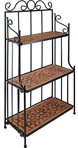 tectake 800572 - Metallregal Mosaik, 3 Regalfächer aus Steinmosaik, geschwungener Metallrahmen - Diverse Farben (Terra | Nr. 402770)