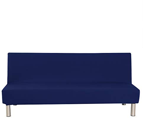 Fodera per divano senza braccioli tinta unita Stretch Fodera per fodera per futon 3 posti Fodera per divano pieghevole per elastici 3 posti Pieghevole Divano letto senza braccioli 200 x 130 cm