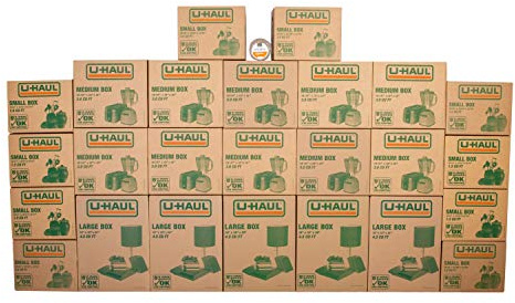 U-Haul Moving Box Variety Pack 10 Small, 10 Medium, and 5 Large Boxes - Suitable for Moving, Packing, Shipping, and Storage - Bonus Roll of Tape Included