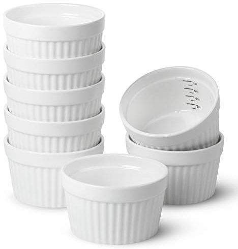 BTaT- Ramekins, 8 oz, Set of 8, Ramekins for Baking, Ramekin with Measurement Markings, Creme Brulee Dishes, Souffle Cups, Custard Cups, Ceramic Bakeware, Souffle Dish, Small Ceramic Bowl, Christmas