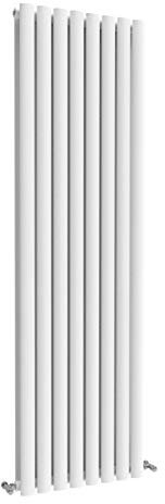 Acezanble∣Vertical Designer Oval Column Radiator White 1600x472mm Double Panel Centre Heating Radiator-Perfect for Bathroom,Hallway,Living Room, Kitchen