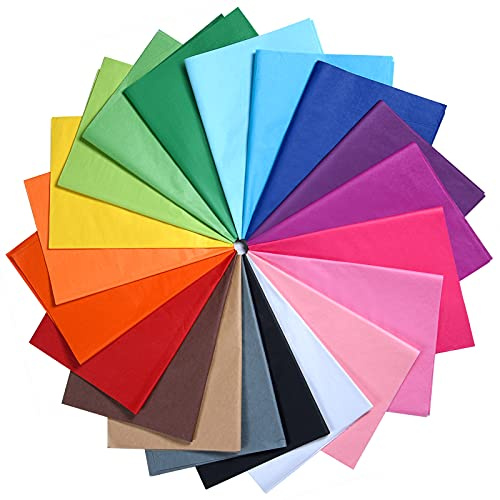 MIAHART 100 fogli di carta velina multicolore sfuso 35x50cm Carta velina da regalo 20 Assortimento di carta velina colorata per artigianato Festa di compleanno Confezione regalo decorativa