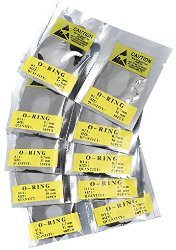 500 Stück Uhrendichtungen O-Ring, Schwarz Gummi Wasserdicht für Uhr Rückseite, Uhrmacher-Reparaturarbeiten Kit (0,7mm)