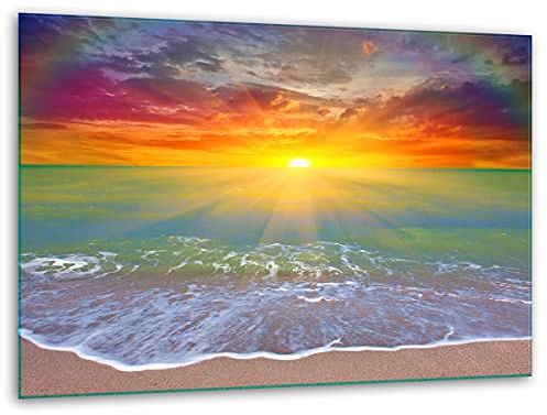 TMK - Tabla de cortar (cristal, 40 x 30 cm, con diseño de paisaje), color blanco