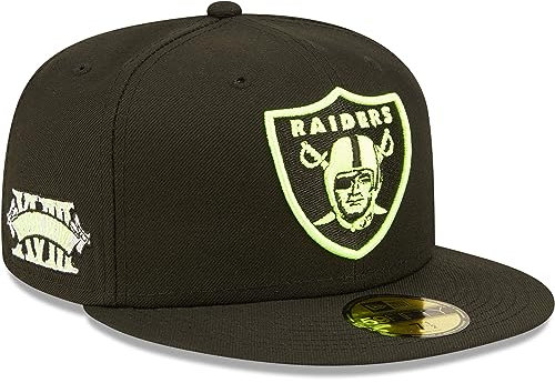 New Era 59Fifty NFL Neon Logo Raiders Cap Basecap Baseballcap Fitted Flat Brim Las Vegas (7 1/4 (57,7 cm) - schwarz)