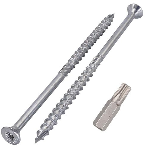 SKIR'CO (20 piezas) Tornillos para madera de acero galvanizado 8,0 x 160 mm, tornillos Torx de cabeza avellanada, tipo 17, tornillos para aglomerado