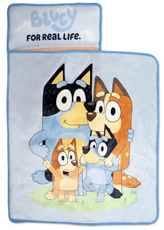 Bluey Kids Nap-Mat Set – Includes Pillow and Plush Blanket – Great for Boys or Girls Napping During Daycare or Preschool - Fits Young Children Aged 3-5
