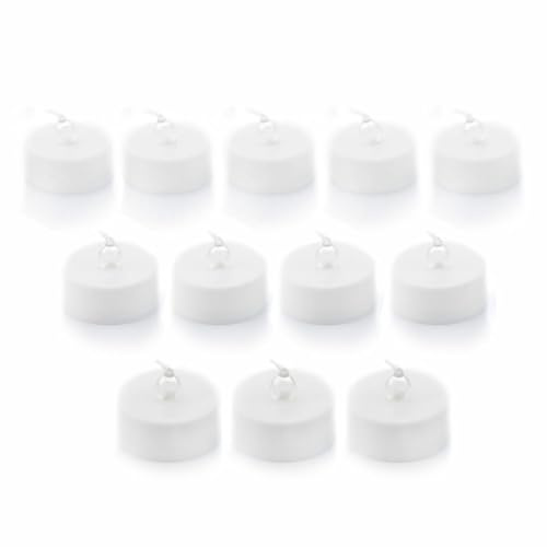 InnovaGoods® Velas 12 Unidades, Velas led efecto llama, set de velas de Luz cálida, No se calienta ni quema, Larga duración (70-75 h), Botón on/off. Ideal para regalar, decoración mesa. Color Blanco.