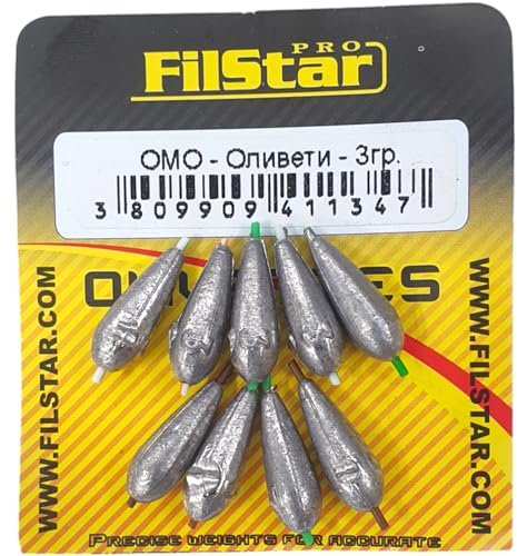 PRO FILSTAR Inline Olivette Angelblei Set 9x3g - Dropshot Blei - Angel Bleie Set - Angelgewichte - Fishing Drop Shot - Fishen Zubehör - Schrotblei