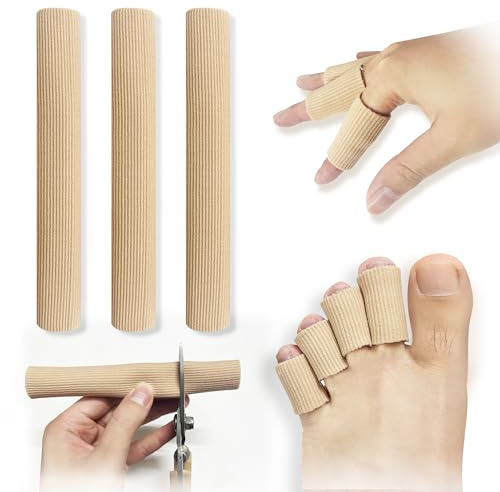 3 stycken tåskydd av silikon,slangbandage,slangbandage silikon, elastiskt tyg fodrat med mjuka tåavskiljare i silikon, för majsborttagning/lindring av för hårdnader/blåsor/calluses/kycklingögon (M).