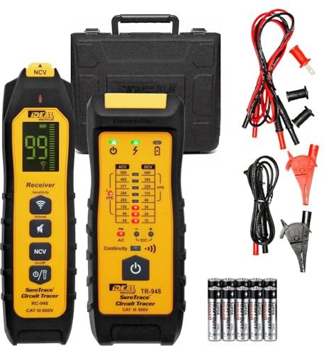 Ideal Electrical SureTrace Plus Circuit Tracer (61-948) 0-600 Volts AC/DC with Built-in Continuity Test and High-Visibility Displays — Find Breakers, Fuses, Wires, Dead Shorts, and Splice Errors