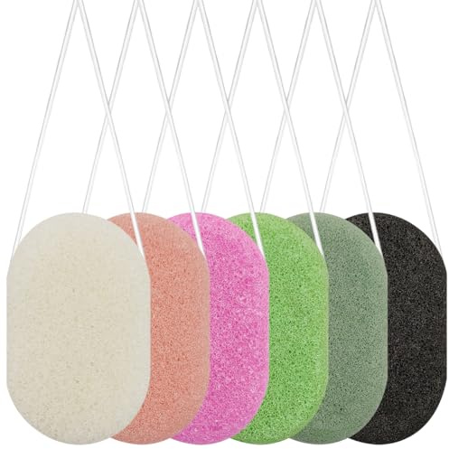6 esponjas Konjac, esponjas faciales DaKuan policromadas para limpieza, natural, colorida, exfoliación suave para piel radiante