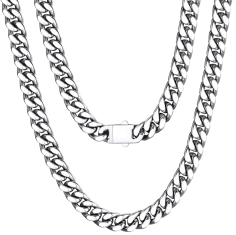 U7 Kedja för män kvinnor Miami pansarkedja rostfritt stål halsband chic kubansk länkkedja tung länkkedja hip hop halsband smycken kostym smycken 5/7/9/12,5 mm bred kedjelängd 45–76 cm valbar,