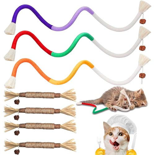 agogue 6 Stück Katzenminze Stick,Katzenminze Spielzeug Interaktive Beißseil,für Katzen Zahnpflege und Gegen Mundgeruch Katzenspielzeug Selbstbeschäftigung Interaktives Katzenspielzeug(Farbe zufällig)