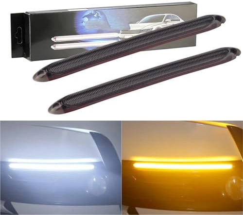 Intermitentes LED 2 × Señal Giro Diurna Tira Señal Giro Coche Que Fluye Barra Tira LED Lámpara Señal Intermitente Drl Luz Circulación Diurna 12v Universal Intermitente Lateral LED(23cm)