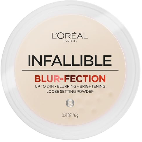 L'Oreal Paris Infallible Blur-fection Longwear Loose Setting Powder, Blurring Face Powder With Up to 24HRs of Wear, Translucent Light, 1 Kit
