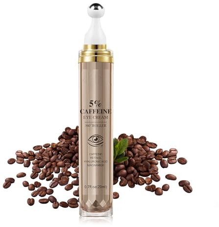 Caffeina siero oculare, crema per occhi contro occhiaie e gonfiore, siero anti-invecchiamento con palla massaggiante a 360°, rimozione delle occhiaie, cura degli occhi per ridurre le borse lacrime