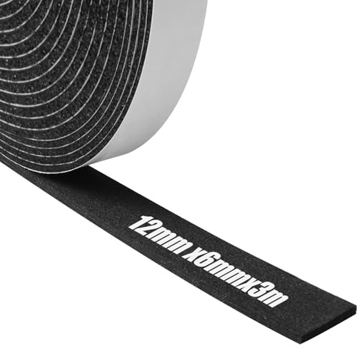 Foam Insulation Tape Self Adhesive,12mm(W) x6mm(T) x3m(L),Weather Stripping for Doors and Windows,Sound Proof Soundproofing Door Seal,Weatherstrip,Cooling,Air Conditioning Seal Strip