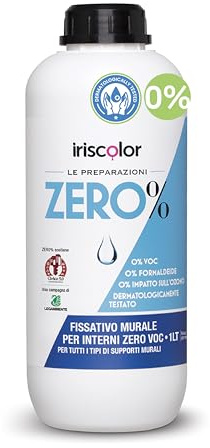 IRISCOLOR Fissativo Per Muri Interni Zero VOC e Formaldeide Consolidante e Isolante Aggrappante per Muro Trasparente Inodore Per Pareti Sfarinanti e Cartongesso Base Pittura Per Interni ed Esterni