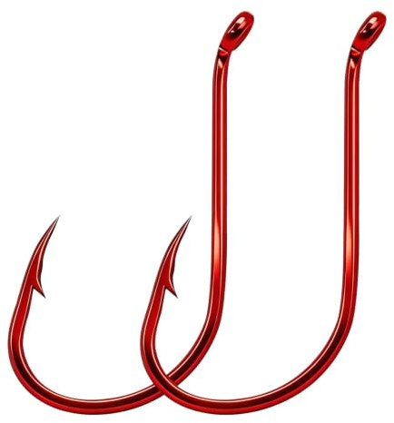 9KM DWLIFE Bläckfisk fiskekrokar, 50 stycken, av kolstål, offset cirkelkrok, tillbehör för saltvatten och sötvattensfiske på havskatt, tonfisk, abborre och öring storlek 8–8/0