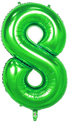 Oblique Unique® Ballon gonflable en aluminium avec chiffre de 0 à 9 pour anniversaire d'enfant - Décoration de fête du Nouvel An - Vert - Nombre au choix (n° 8)