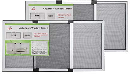 FLYZZZ Fly Screen for Windows Adjustable Window Screen (40cm H x 55cm-102cm W), 2packs Mosquito Window Screen for Rolling Doors and Windows (40X55B)