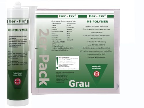 Ber-Fix 2x MS Polymer Kleber Beton-Grau 440g – Profi-Baukleber für Außen & Innen, extrem haltbar & witterungsbeständig