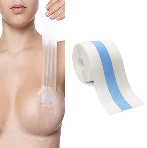 Klebe-BH Tape Unsichtbarer Bruststraffung Band Push Up Brust A-E Körbchen Klebeband für Brustheben Damen zum Selbermachen unsichtbarer BH Brustaufkleber Dessous Unisex 5 m x 5cm - Durchsichtig
