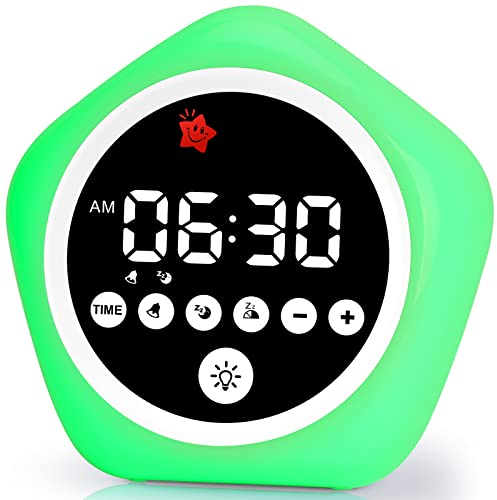 Kids Alarm Clock, Toddler Sleep Training Clock with Night Lights, Ok to Wake Clock for Children