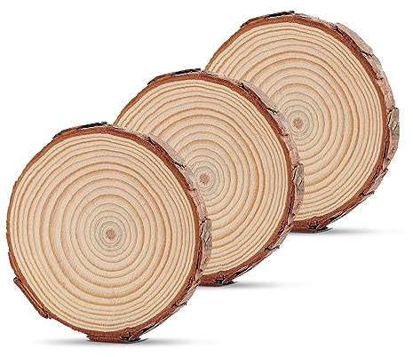 Nizirioo Dischi di legno, 3 pezzi, dischi di legno, 20-22 cm, disco per albero non forato, spessore 20 mm, dischi di legno non trattati, per fai da te, bricolage, matrimoni, Natale