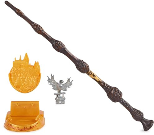 Wizarding World Harry Potter, 12-inch Magical Collector Albus Dumbledore Wand with Stand & Die-cast Icon, Magical Creatures Series