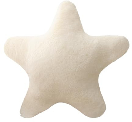 CHUNLINLAODA Cute Star Plush Toys & Soft Pillow for Bedside Sofa, Fluffy Decorative Cushion, Home Decoration Gift for Boys & Girls (White)