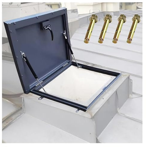 Couvercle de fenêtre de toit en métal personnalisable pour l'extérieur - Gris - Avec bande d'étanchéité en caoutchouc - Poignée rotative à 90 ° - Verrouillages - Couvercle de sortie de puit/cave