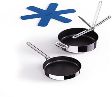 Joseph Joseph Space Steel 2-Piece Non-Stick Stainless-Steel Frying pan Set with Folding Handles