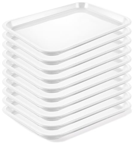 MIVIDE 10 vassoio in melamina, bianco, 23,8 x 17,9 x 1,6 cm, piccolo vassoio da portata in melamina, vassoio rettangolare per bar, feste, cucine