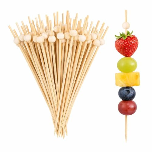 200 PCS Palillos para Aperitivos Brochetas Bambú, 12cm Palillos de Cóctel