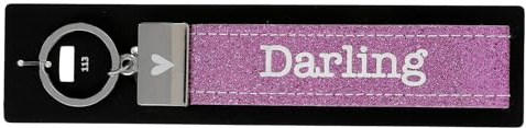 Depesche 4298-113 Schlaufen-Schlüsselanhänger aus Filz, mit graviertem Metallabschluss und kultigem Aufdruck, Darling, Glitzer Lila, ca. 17 x 3 x 1 cm