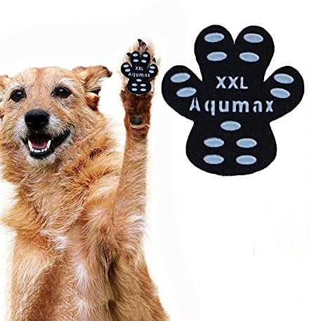 Aqumax Dog Paw Protector Gripper Traction Pads,Dog Paw Covers,Foot Stickers in Summer Hot/Winter Cold Pavement,Dog Shoes Booties Socks Replacement,12 Sets (48 pcs) XXL Black