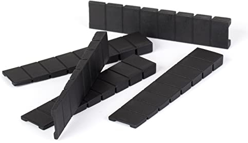 LouMaxx Möbelkeile 20er Set | Unterlegkeil 8 x 20 x 100 mm in Schwarz | Keile Kunststoff mit integrierten Sollbruchstellen