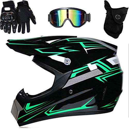Akemaio Professionell motocrosshjälm motocross dirtbike off road motorcykel hjälm set fullt ansikte -hjälm med glasögon handskar ansiktsskydd
