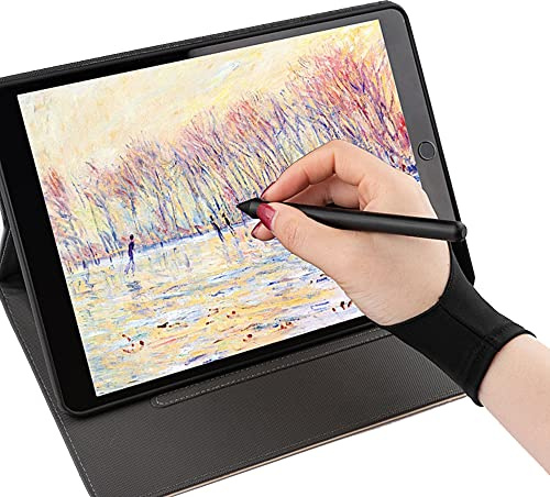navor Digital Drawing Gloves - Artist Black Gloves for Right/Left Hand - High Elasticity Free Size Artist's Drawing Glove with Two Fingers - Art Glove for Tablet Sketching, Graphics iPad Drawing