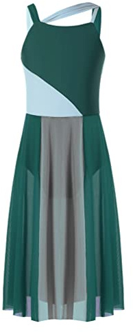 TiaoBug Vestido de Danza Clásica para Niña Maillot Ballet de Tirante con Falda Tul Irregular Leotardo Gimnasia Rítmica Ropa de Baile Contemporánea S Verde 13-14 años