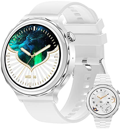 FORSINING Smartwatch, Fitness-Tracker mit Herzfrequenz-Schlafüberwachung, Anrufannahme/Telefonieren, NFC, Schrittzähler-Uhr, Silber