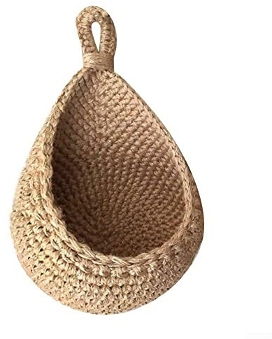 ARMYJY Hanging Wall Baskets, Jute Fruit Hanging Basket, Handwoven Cotton Teardrop, Cotton-flax Vegetable Fruit Organizer Decorative for Kitchen Produce Storage, Keep Vegetable Fresh