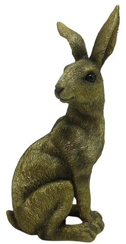 G&H Decor - Estatua de conejo de jardín de cobre 24 cm - Figura de resina para exteriores - Adorno de césped altamente detallado y resistente a la intemperie