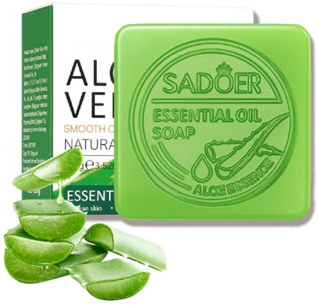 Aloe Vera Soap Bar- Gentle Cleansing 98% Aloe Vera Extract Soap for Face & Body, Organic, Gentle, Moisturising, Skin Hydration & Oil Balance, Antioxidant, Suitable for Men & Women (1PCS)