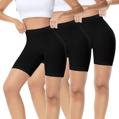 IceReco 3-pack cykelbyxor, dam, korta sportbyxor under klänning, kjol, kalsonger med ben, anti-skavning, korta leggings
